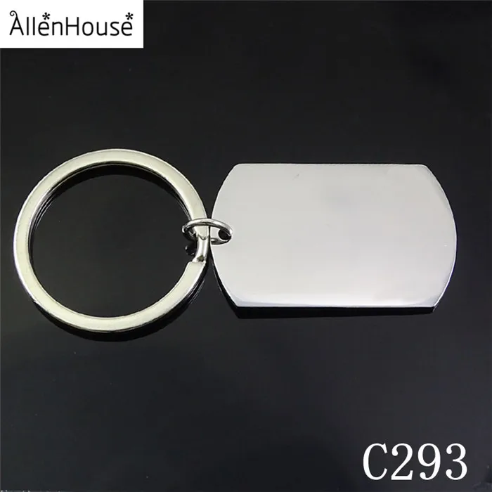 Promotional 40x25mm stainless steel Blank rectangle square Sublimation engrave printing logo ID dog tag Keychain keyring