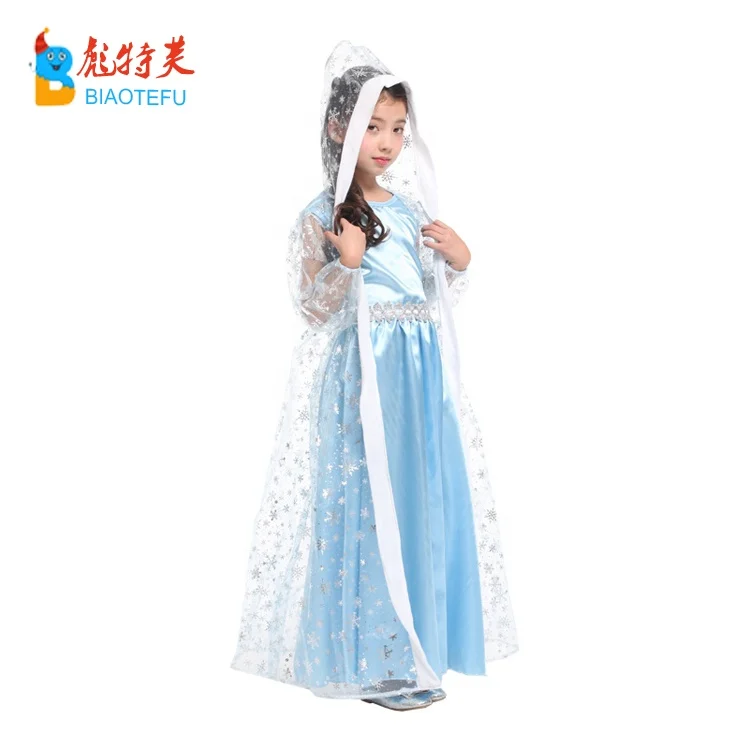 TV&Movie Elsa Frozen cloak costumes hot sale Elsa long sleeve fancy dress party cosplay dress costumes in stock