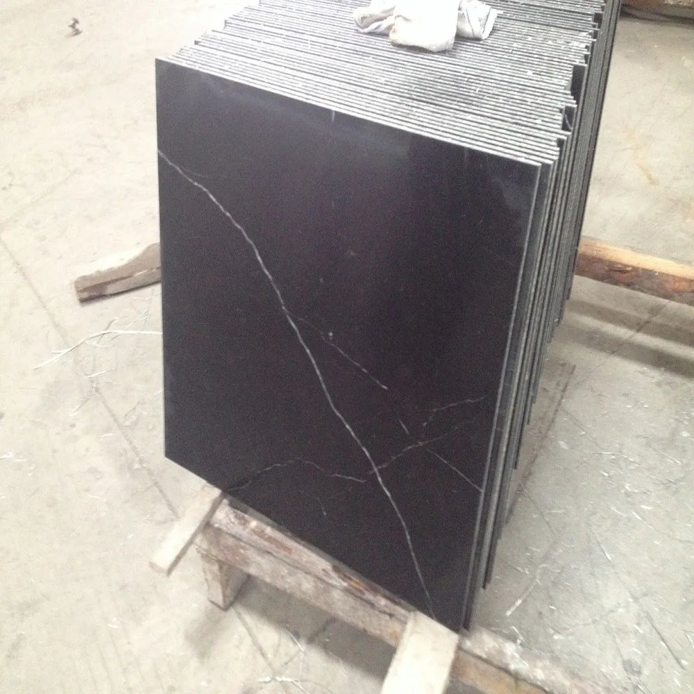 Cheap Black Marble With White Veins Floor Tile Price