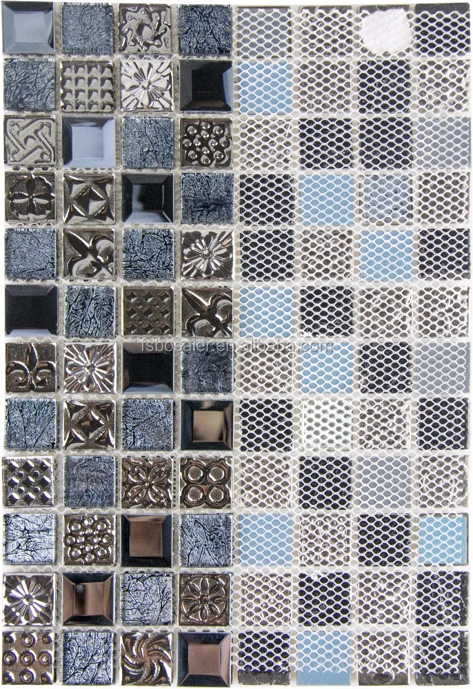 Foshan factory 3D mirror foil pattern crystal stainless steel mosaic for wall bathroom kitchen backsplash