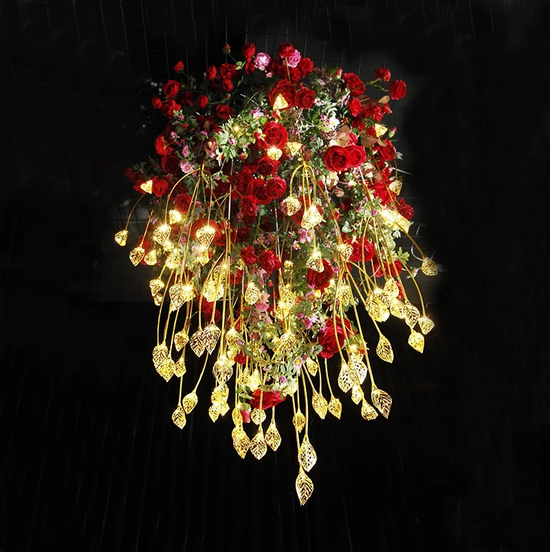 Светодиодная вилка с золотыми листьями Star spring двойного назначения, Потолочная Подвесная лампа, украшения для свадеб, вечеринок, мероприятий