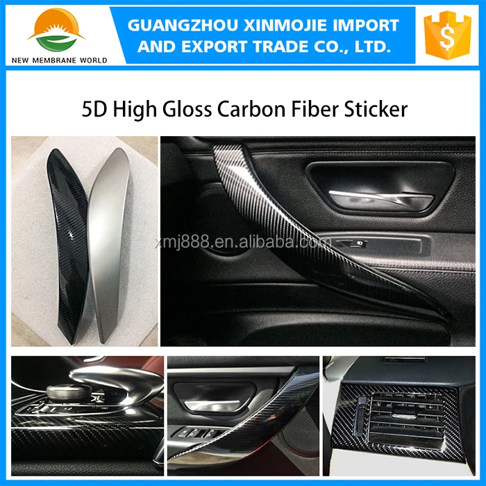 Super Glossy Black Car Wrap Carbon Fiber 5D Car Cover Vinyl Film