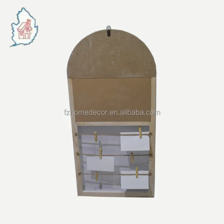 Window Frame Shape Wall Blackboard Black Board with Wood Clips to Hold the Pictures