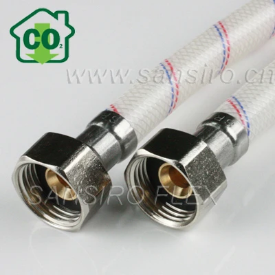 
White Plastic Flexible Hose with Brass Fittings 