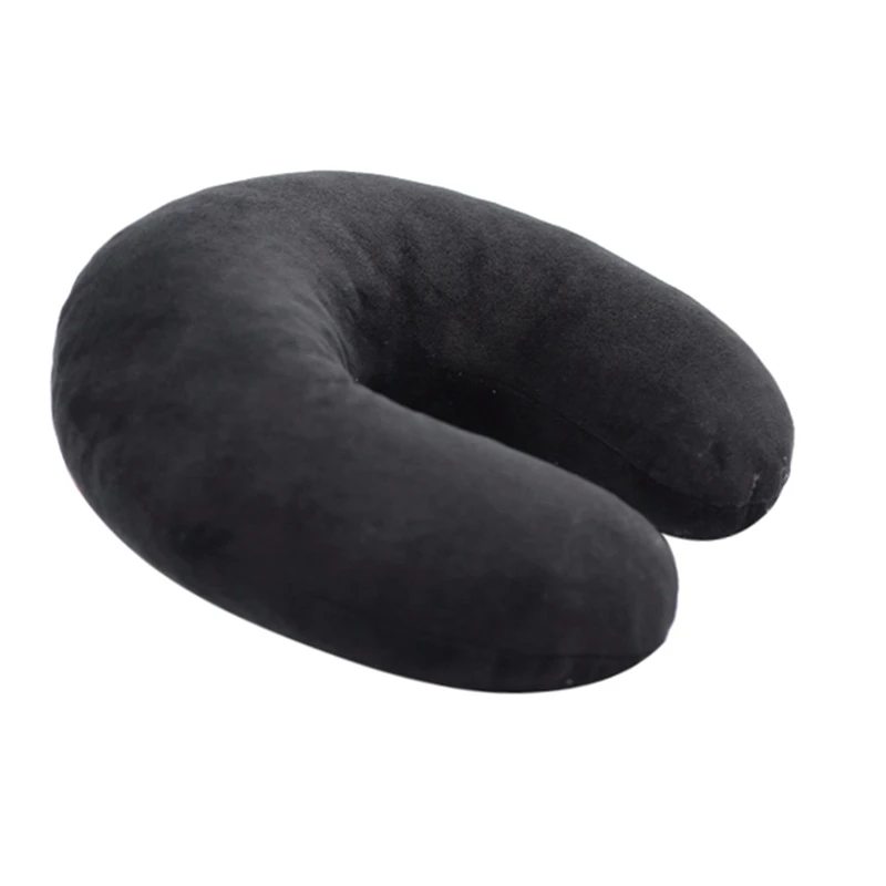 Short plush U-shaped travel pillow student office travel neck rest pillow customized memory foam neck support pillow