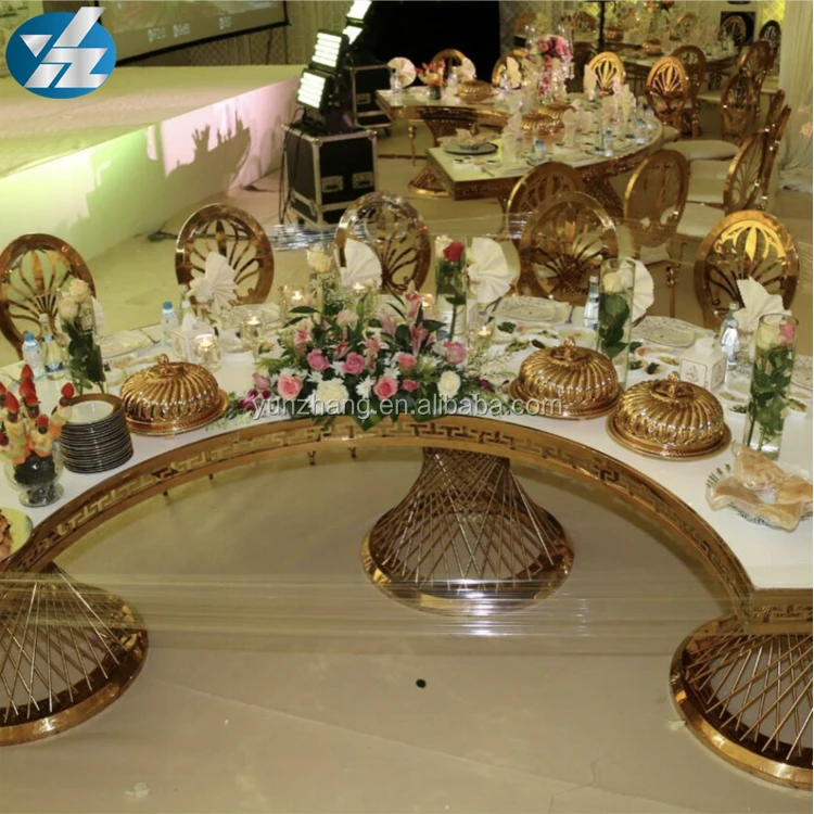 Half Round Shape Stainless Steel Legs Hotel Dining Banquet Table