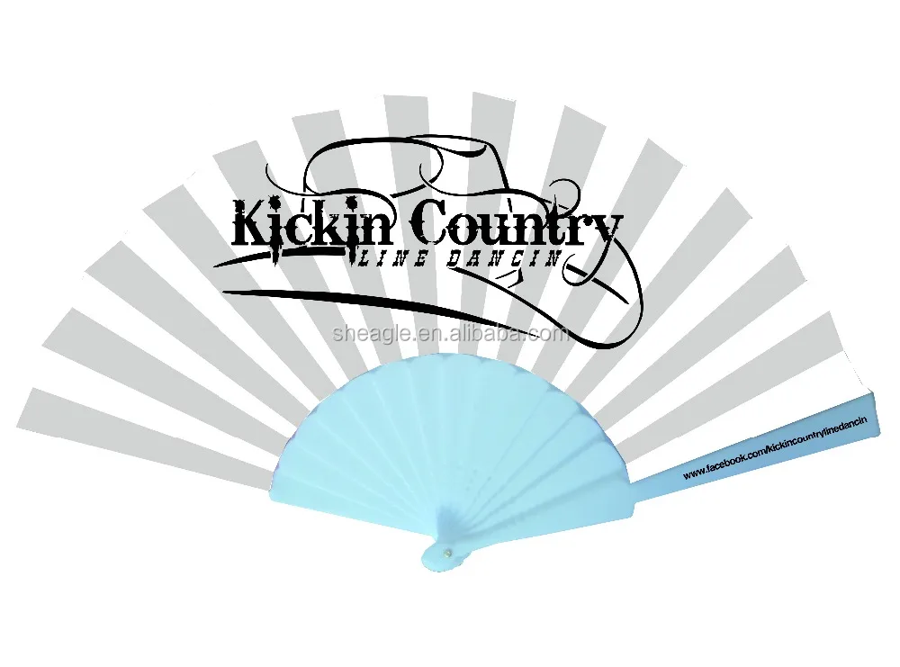 Plastic hand fan with customized sublimated design