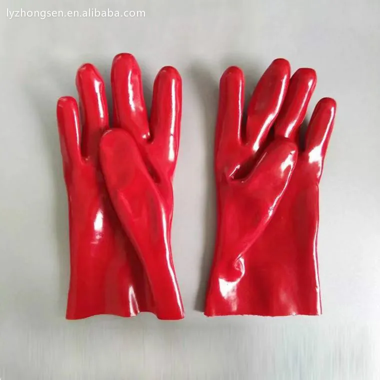 red rubber hand PVC coated gloves bulk PVC glove