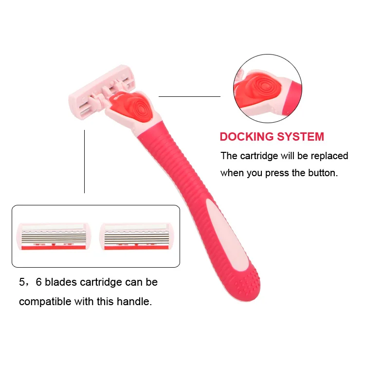 Custom razor blade refill six blade lady shaver razor with replaceable cartridges