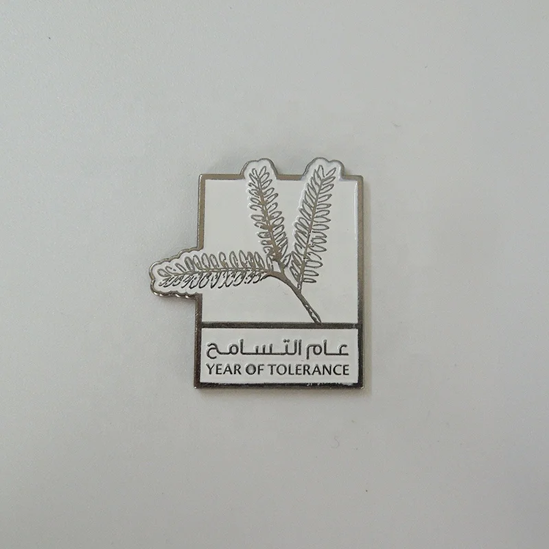 New Three Leaves Logo for Year of Tolerance size 30mm x 27.5 mm Black White pins