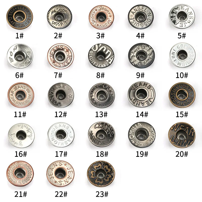 17mm  alloy jeans button and brass jeans button