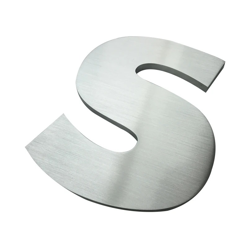 Customized brushed solid alphabet and number sign 3d stainless steel metal letter for stick on wall