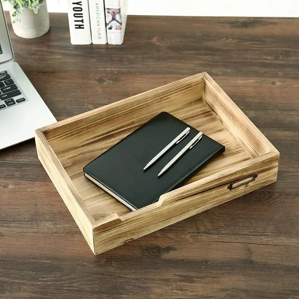 
 Деревенский поднос для документов и держатель для бумаги из натурального дерева в выдвижном стиле  