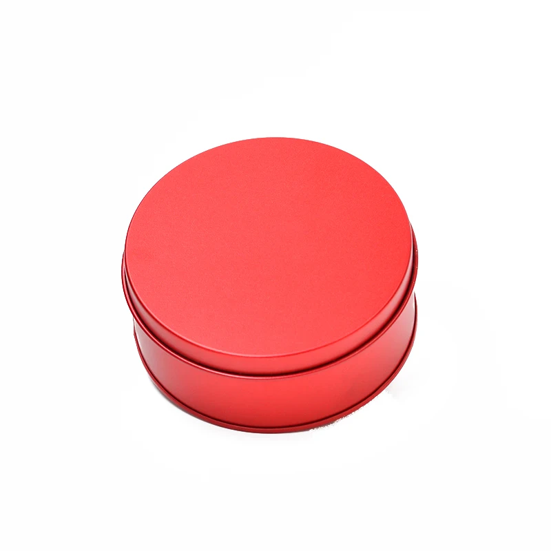 Wholesale high quality round shape red tin canisters tin container packaging cookie tin containers with low moq