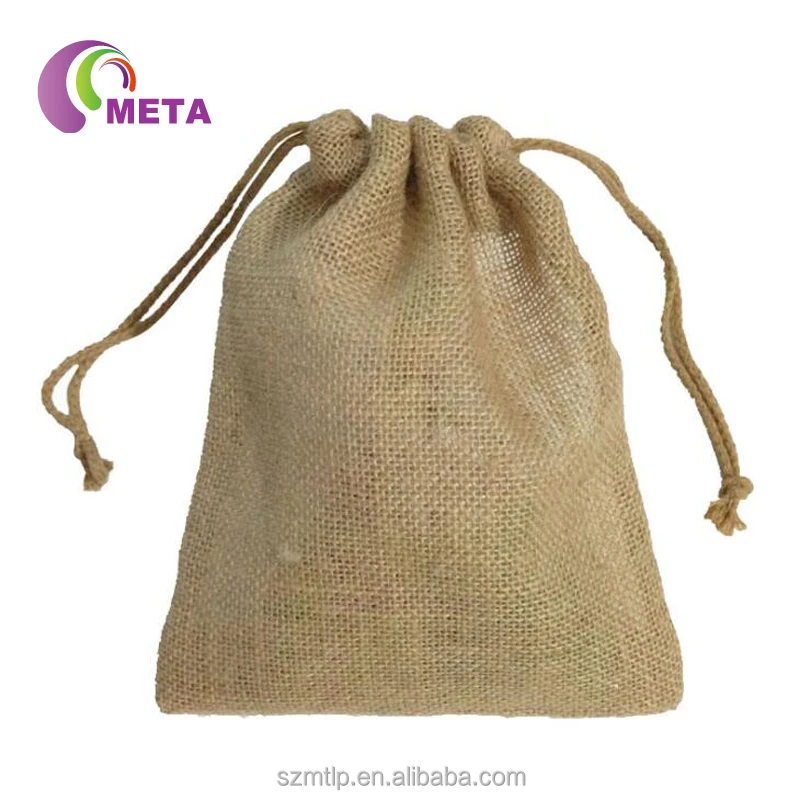 Wholesale Cheap Small Natural Burlap Hessian Gift Sack Bags Jute Drawstring Pouch