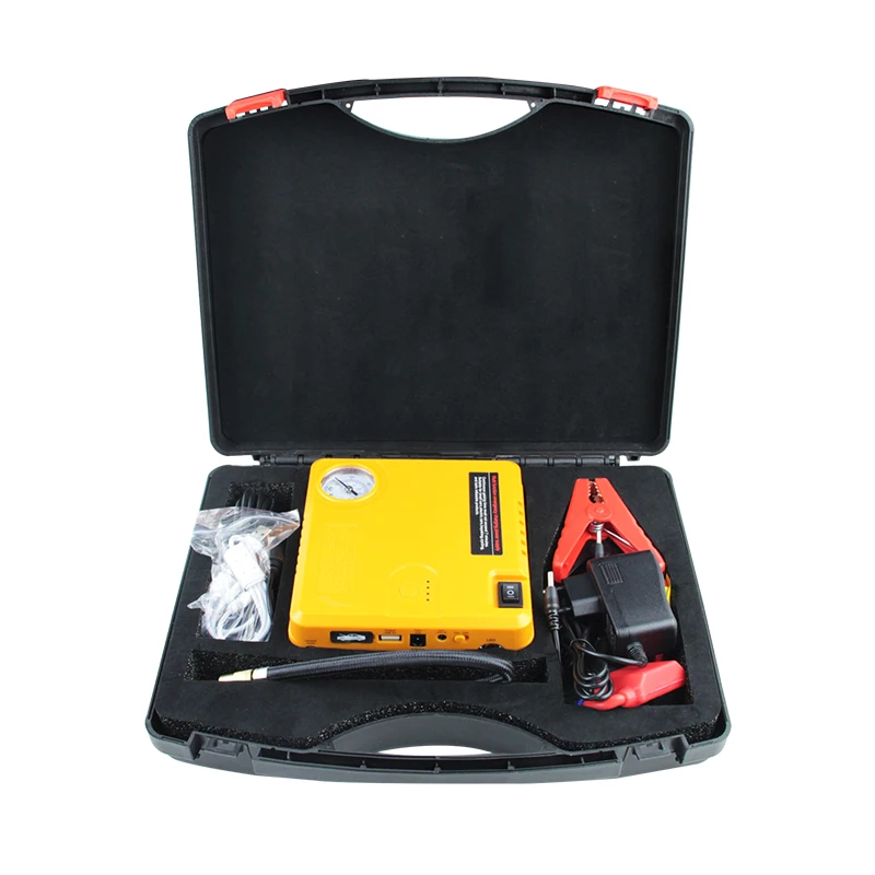 No.1 popular small size portable car jump starter emergency battery power supply with tire pumping air compressor