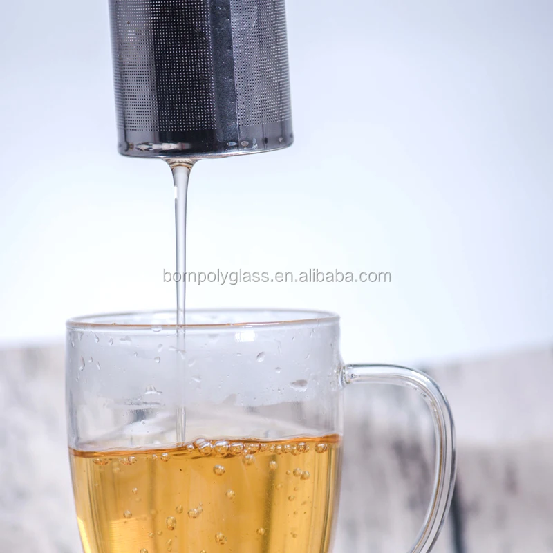 Dishwasher safe oversized large with lid heated thermo glass tea filter cup