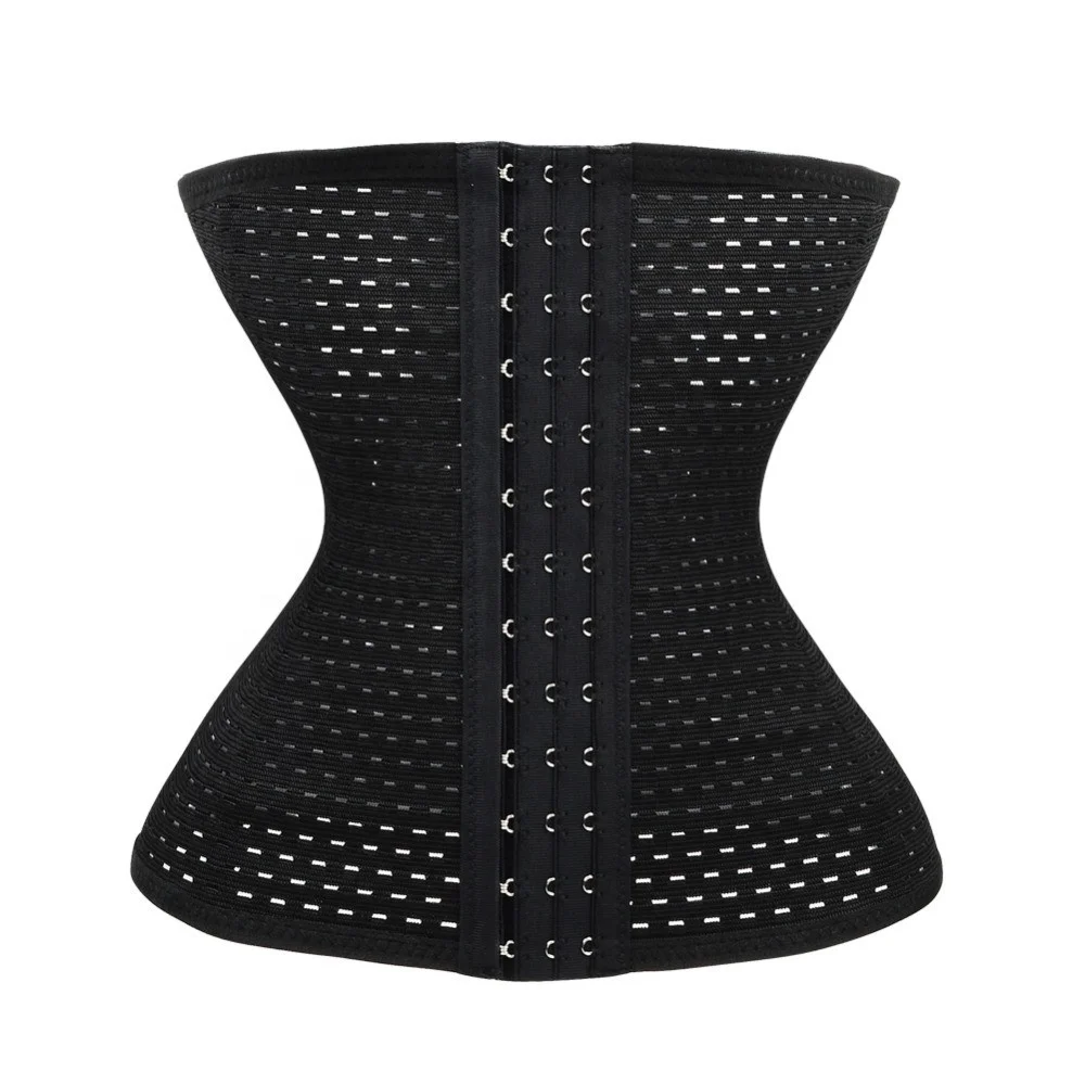 Affordable Best Adjustable Slim Steel Bone Workout Black Latex Corset Waist Trainer Cincher Shaper Vest