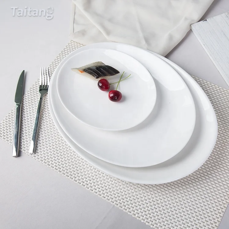 Restaurant Hotel White Porcelain Dinnerware Wholesale Ceramic White Dinner Plate Custom Ceramic Plate Set