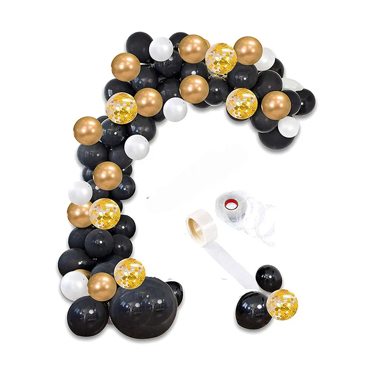 Nicro Wholesale Wedding Decor 40 Piece Organic Marble Black Gold Balloon Garland Arch Kit Wedding Supplies