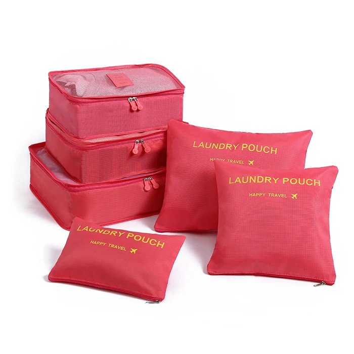 Wholesale Portable 6pcs Packing Clothes Underwear Cubes Shoes Travel Luggage Organizer Bag Set Travel Storage Bag