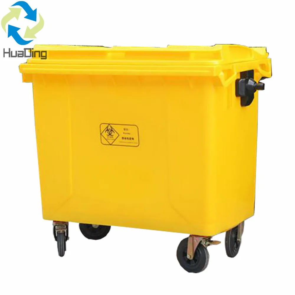 Уличная мусорная корзина 660l, пластиковый пылесборник с крышками и колесами для экологических услуг