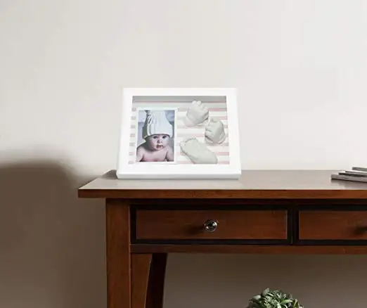High quality Hot Child gifts 8x10 white baby handprint and footprint impression casting deep shadow box display picture frame