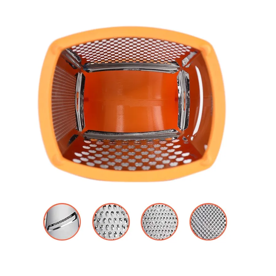 
Stainless steel slicer rubber material cheese grater with integrated container 