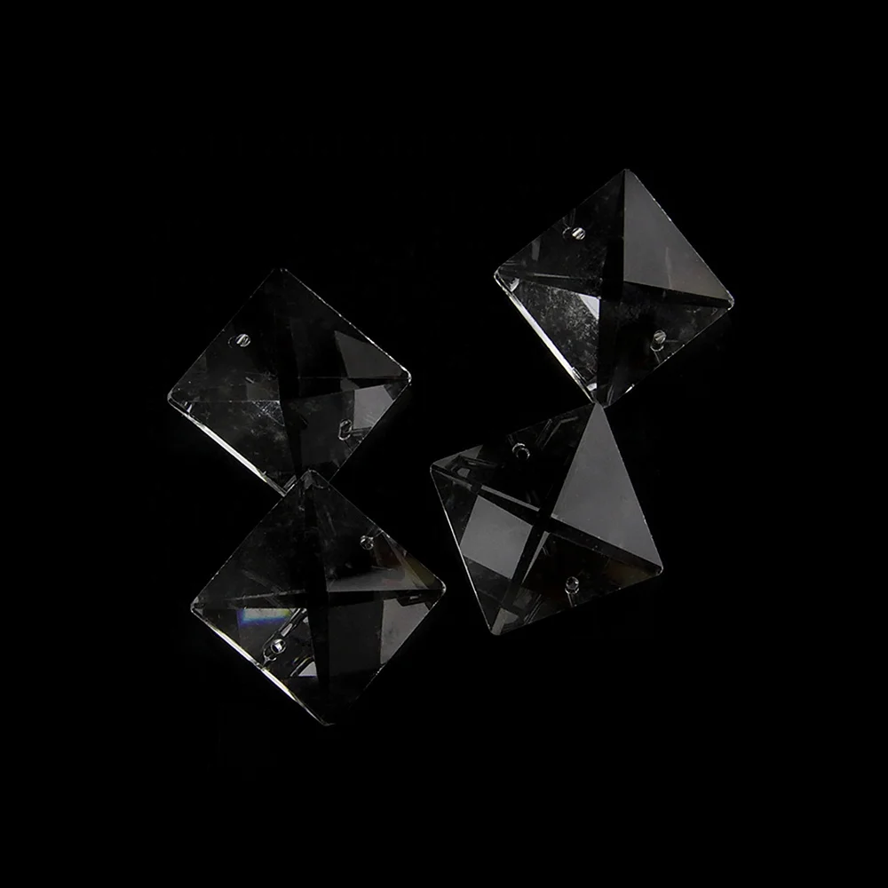 Hot ! New! Clear 22mm Square Crystal  Beads In 2 Holes For Lamp Chandelier Beads Parts Pendant Prism
