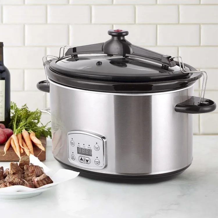 Replacement Stoneware Crock Pot Hinged Lid Digital Electric Extra Large Capacity Manual Oval 7 Quart Cheap on Sale Slow Cooker