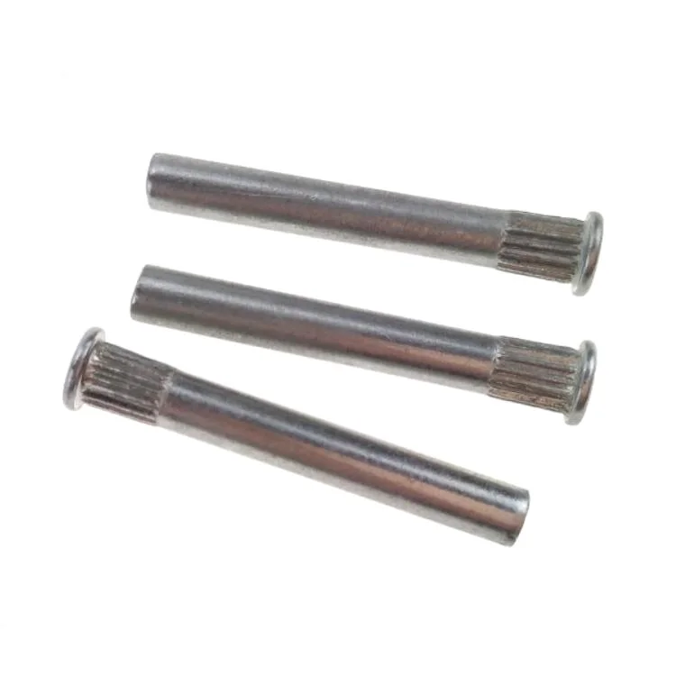 Steel Galvanized Flat Head Shaft Pins Knurled Straight Pin Fasteners 5 x 15