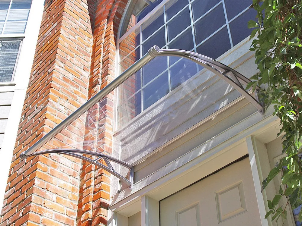 Innovative design - PP Plastic Polycarbonate Door Canopy with Water Gutter - Clear transparent PC roof