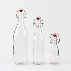 250ml 500ml 750ml 1000ml Beverage Glass Bottle Juice Beverage Packaging Bottle With Stainless Steel Swing Top Cap