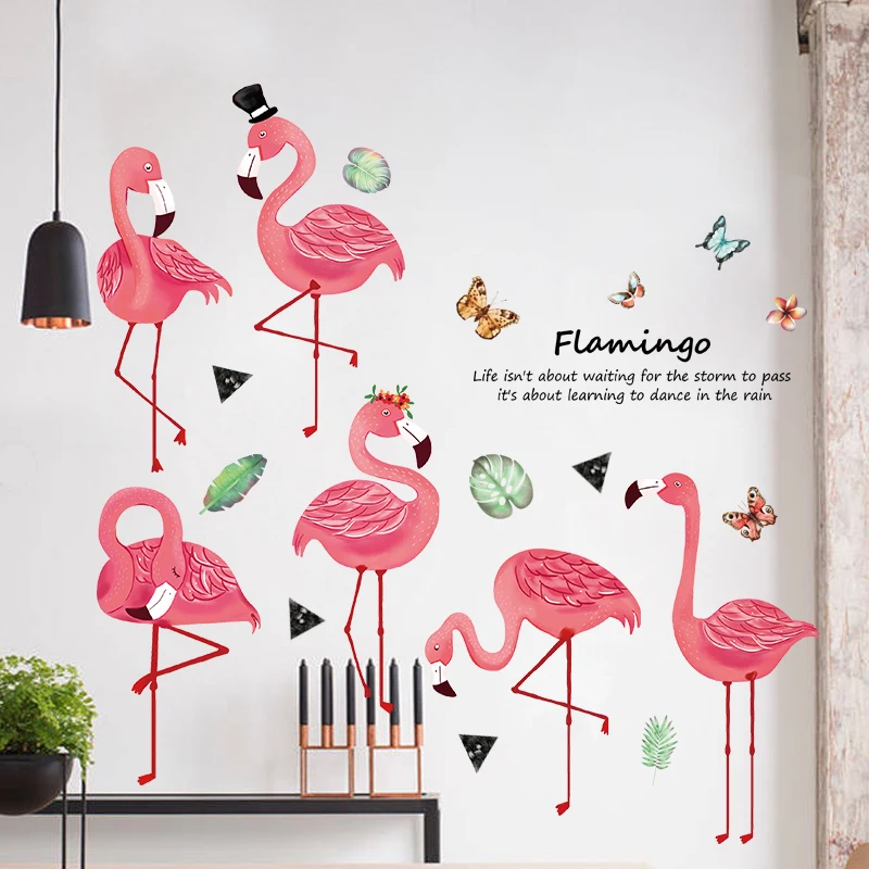 YIYAO Animals Flamingo wall stickers home decoration stickers for furniture