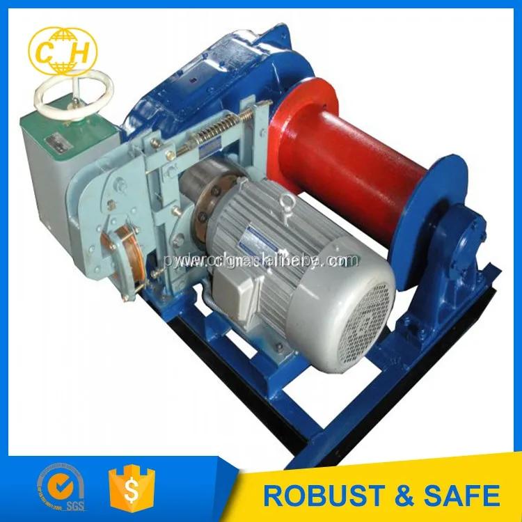 fixed winch mounted on ground moveable pulley steel wire ropes pull stone rock oil field