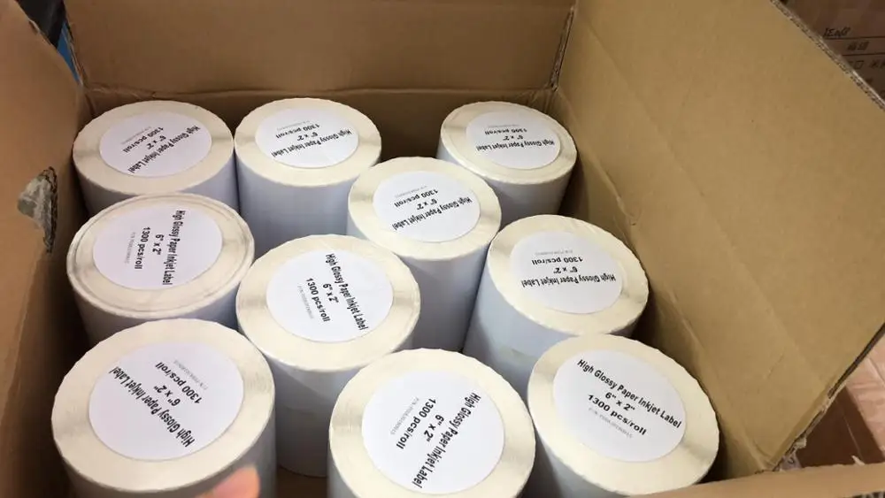 
White glossy polyethylene Inkjet label Roll for VP700 Label printer 