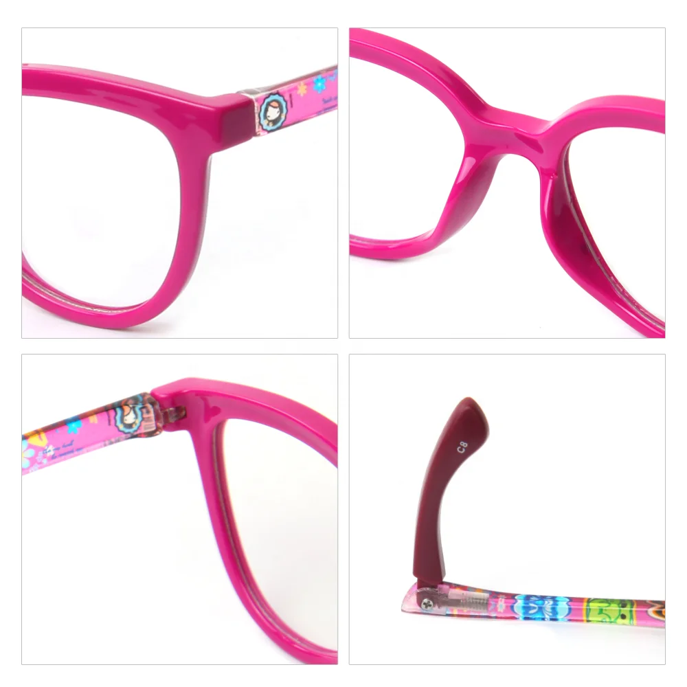 Kids Eyeglasses Flower Animal Printed Rose Red Tr90 Spectacle Frames For Girls Boy