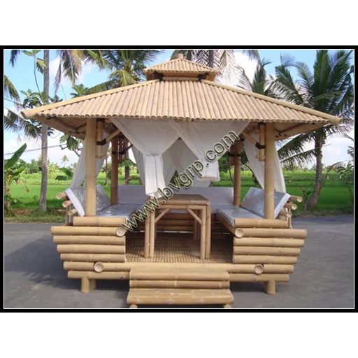 
Pavilion with tables and curtains high quality wood bamboo gazebo 