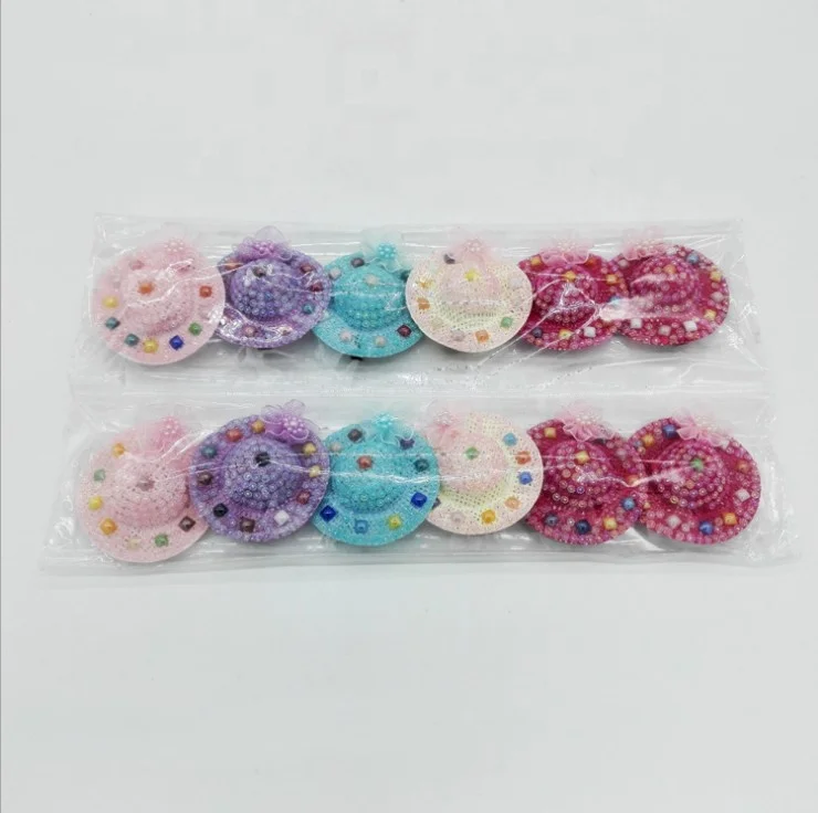 Fashion  Lovely  Mini Hat Clip  With Plastic Stone  For  Girls Hair Ornaments