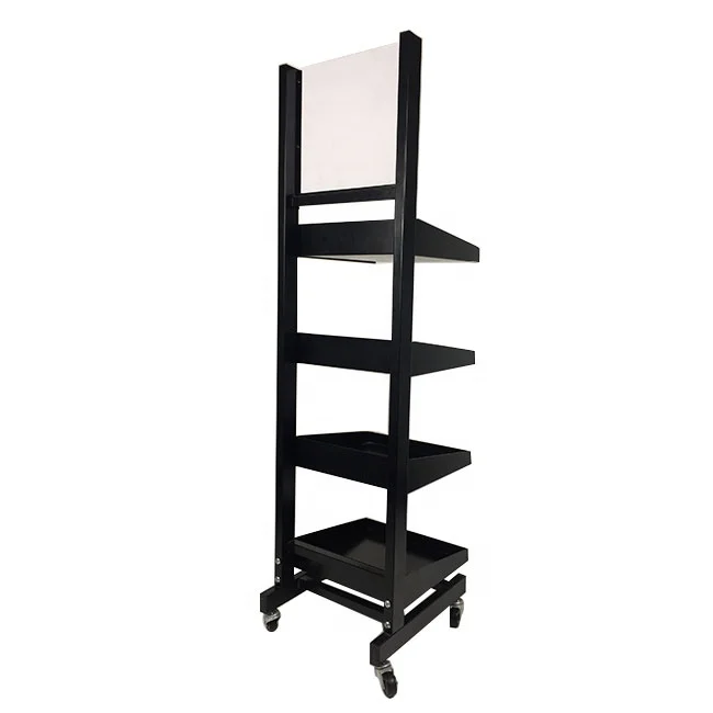 Adjustable 4 Tier Flooring Metal Display Stand Custom Branding metal motor engine oil display rack Stand