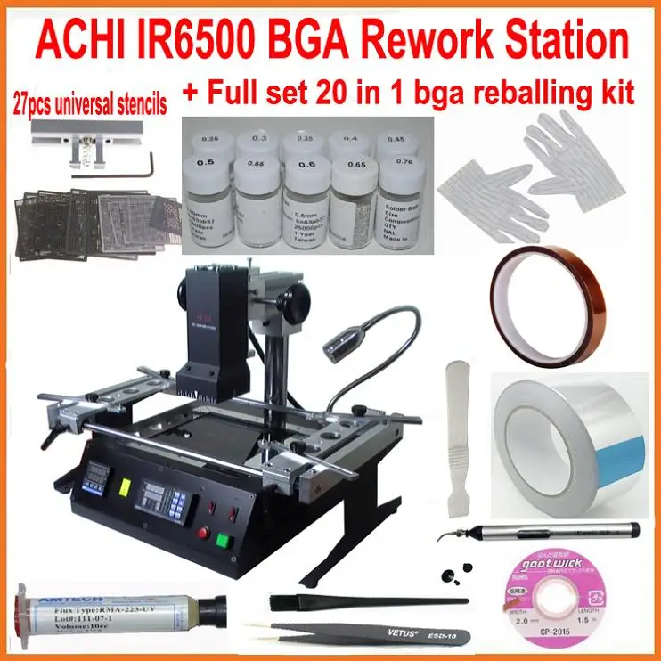 New ACHI IR6500 bga rework station motherboard repair machine + bga reballing kit full set 20 gifts