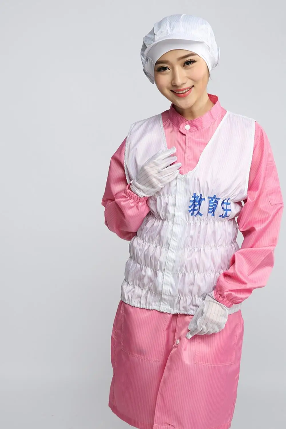 OEM 5mm stripe Polyester Cleanroom Use antI-static coverall anti-static ESD lab coat