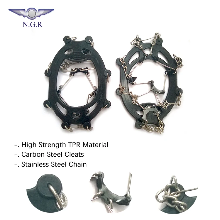 Non slip professional snow safety shoes 10 cleats snow ice grips