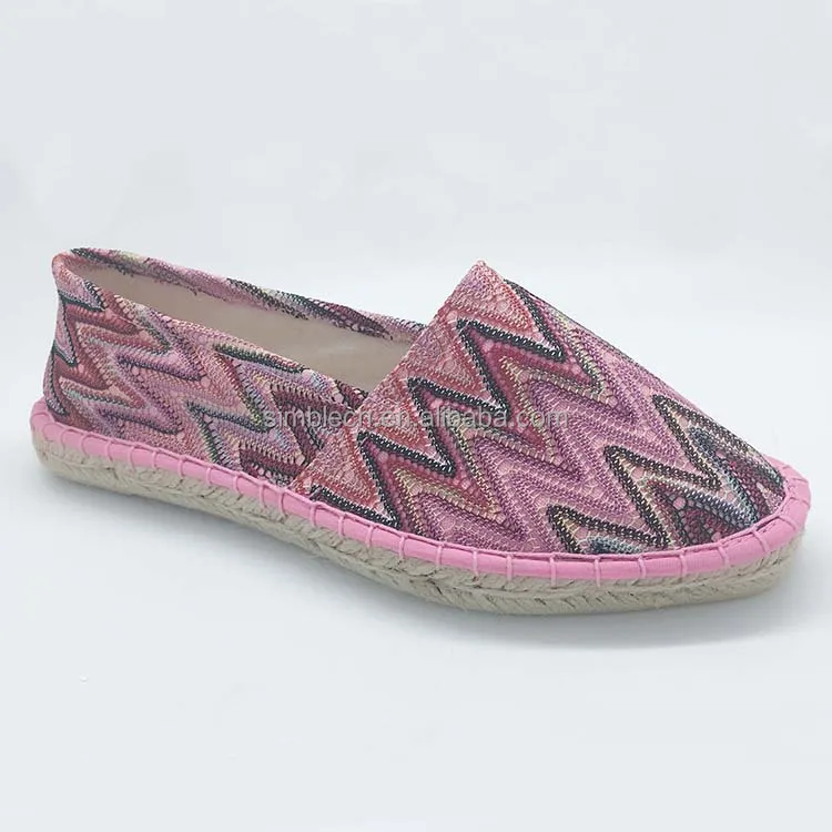 Оптом дешево удобные женские джут espadrille ткань Повседневная обувь
