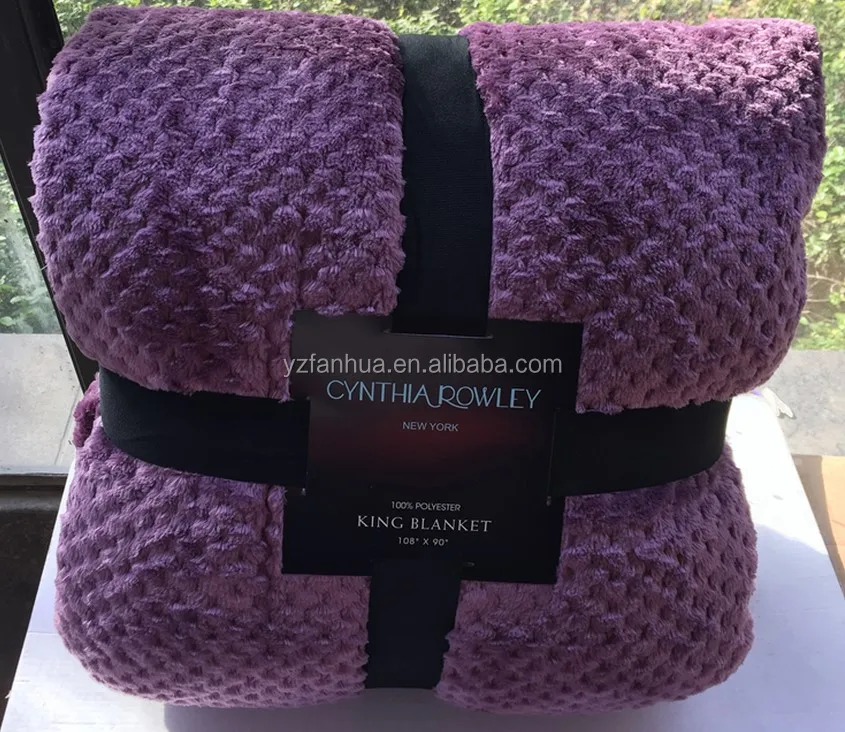 
Wholesale Solid Honey comb Fleece Blanket throw 