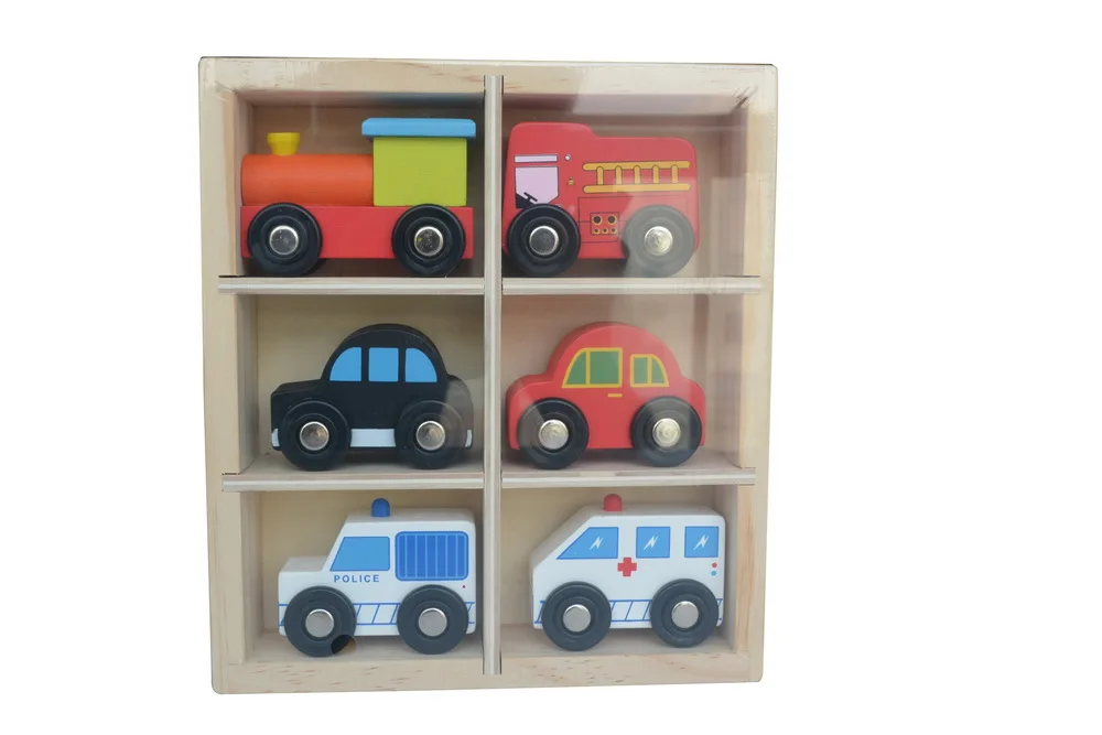 Educational Toys For 2 Year Olds,6PCS Wooden Train Cars In Wooden Box