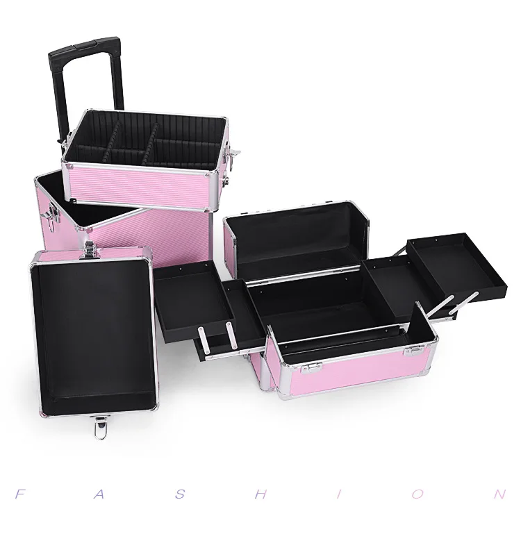 Yaeshii Aluminium Professional 4in1 Beauty Hairdressing Trolley Cosmetics Organizer Makeup Vanity Case With Legs
