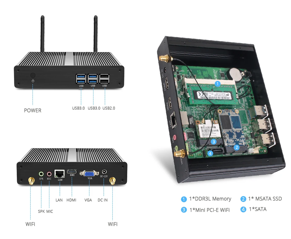 XCY Мини компьютер i3 7100U 4 к HTPC 300 м Wi Fi неттоп компактные настольные компьютеры мини ПК win 10
