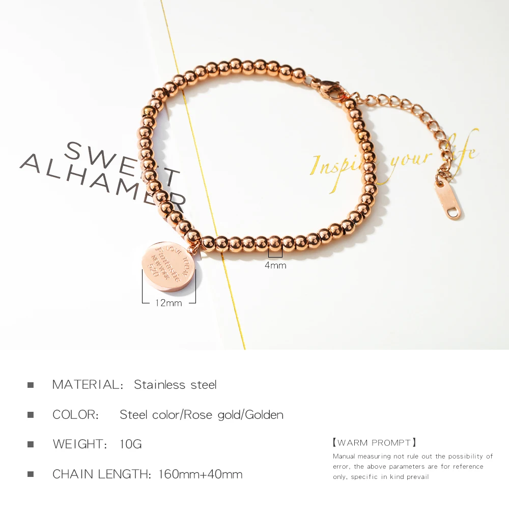 Fantastic New York 520 gold jewelry stainless steel beads bracelet with heart charms