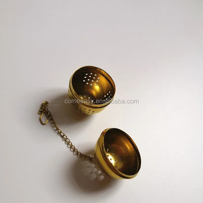 With Gold Plated 304 Stainless Steel Kitchen Egg Shaped Seasoning Tea Leaf Strainer Infuser